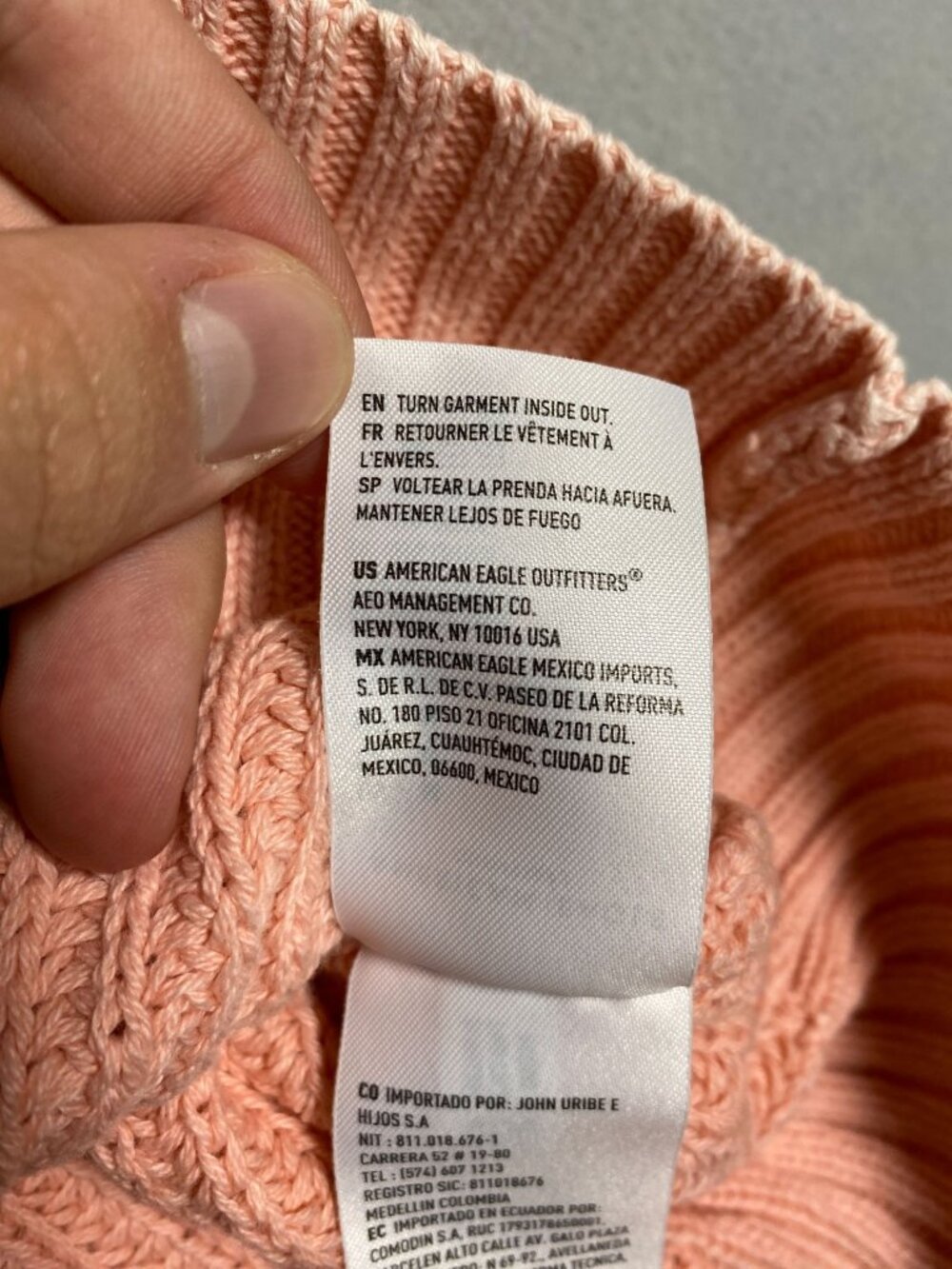 American Eagle Womens Oversized Knit Sweater Peach Pink Crew Neck 100% Cotton M - Picture 6 of 8